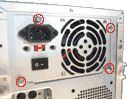 A fitted PSU - note the fixing screws circled in red A fitted PSU - note the fixing screws circled in red