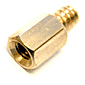 A brass motherboard 'standoff' or 'spacer'